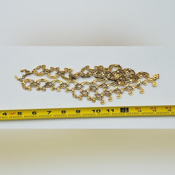 Vintage Monet Gold Tone Bib Filigree Necklace Runway Statement 90s - Picture 5 of 5